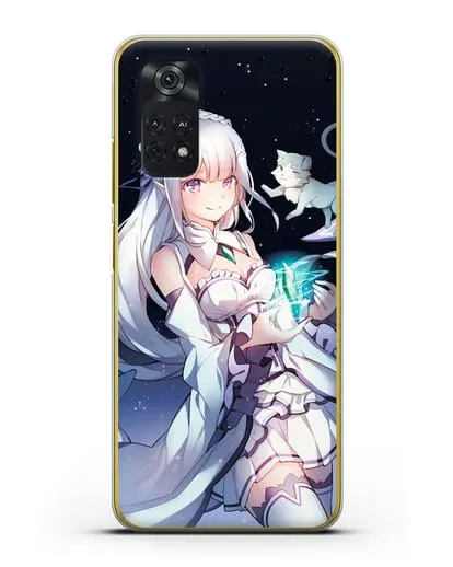 Чехол аниме Re:zero жизнь с нуля - Эмилия с кристаллом силиконовый для Xiaomi Poco M4 Pro 4G