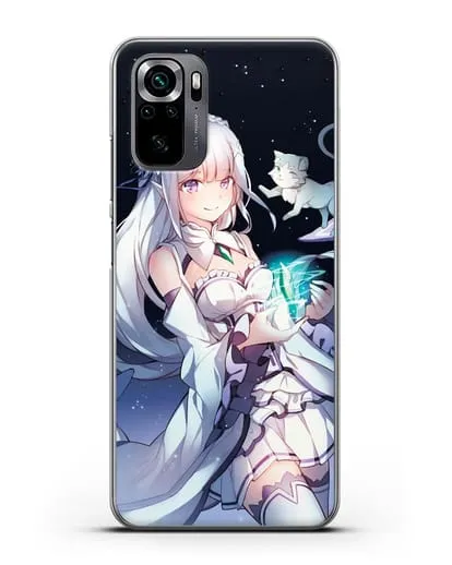 Чехол аниме Re:zero жизнь с нуля - Эмилия с кристаллом силиконовый для Xiaomi Poco M5s