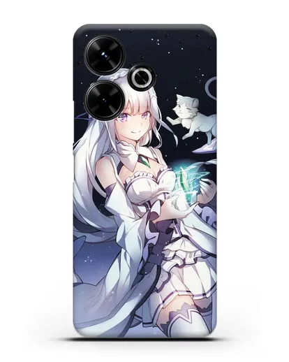 Чехол аниме Re:zero жизнь с нуля - Эмилия с кристаллом силиконовый для Xiaomi Poco M6