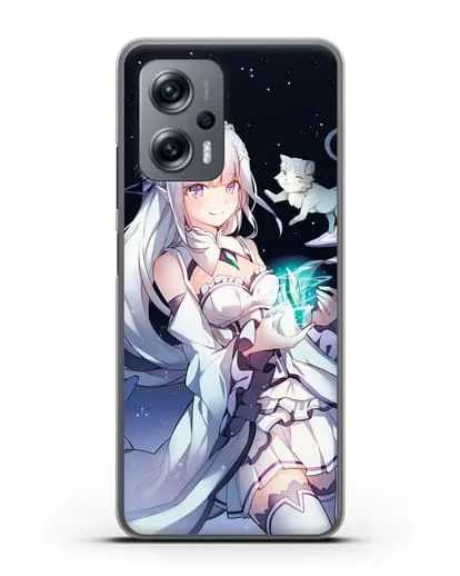 Чехол аниме Re:zero жизнь с нуля - Эмилия с кристаллом силиконовый для Xiaomi Poco X4 GT