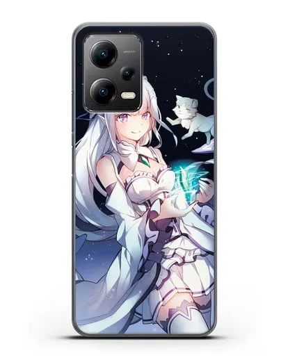 Чехол аниме Re:zero жизнь с нуля - Эмилия с кристаллом силиконовый для Xiaomi Poco X5