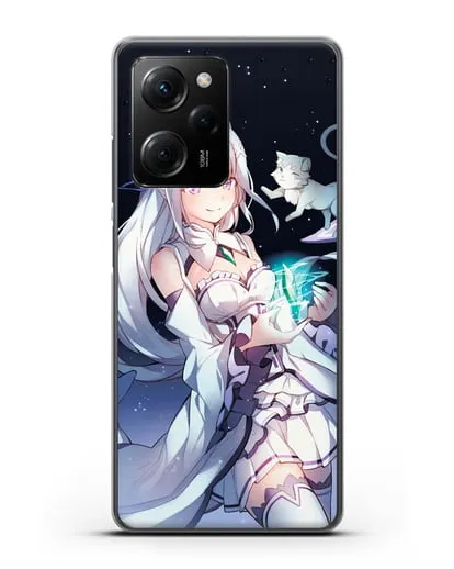 Чехол аниме Re:zero жизнь с нуля - Эмилия с кристаллом силиконовый для Xiaomi Poco X5 Pro