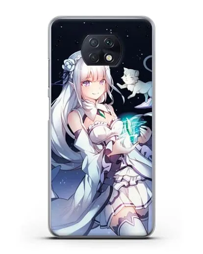 Чехол аниме Re:zero жизнь с нуля - Эмилия с кристаллом силиконовый для Xiaomi Redmi Note 9T
