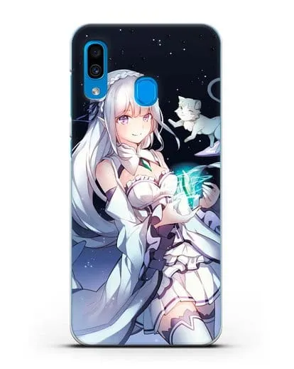 Чехол аниме Re:zero жизнь с нуля - Эмилия с кристаллом силиконовый для Samsung Galaxy A30 [SM-A305FN]