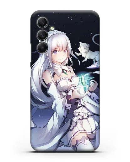 Чехол аниме Re:zero жизнь с нуля - Эмилия с кристаллом силиконовый для Samsung Galaxy A34 [SM-A346]