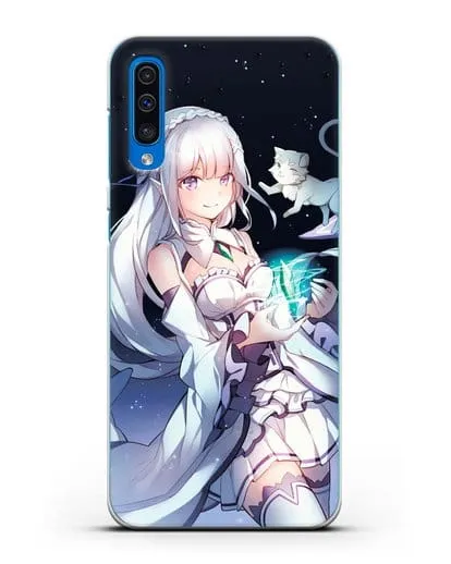 Чехол аниме Re:zero жизнь с нуля - Эмилия с кристаллом силиконовый для Samsung Galaxy A50