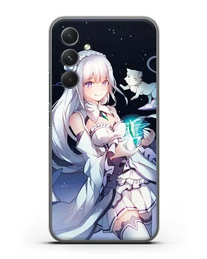 Чехол аниме Re:zero жизнь с нуля - Эмилия с кристаллом силиконовый для Samsung Galaxy A54 [SM-A536]