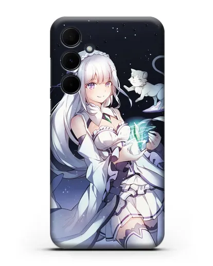 Чехол аниме Re:zero жизнь с нуля - Эмилия с кристаллом силиконовый для Samsung Galaxy A55 [SM-A556]