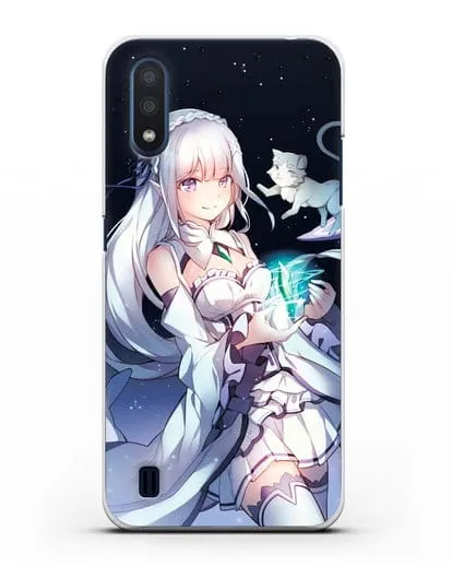 Чехол аниме Re:zero жизнь с нуля - Эмилия с кристаллом силиконовый для Samsung Galaxy M01 [SM-M015F]