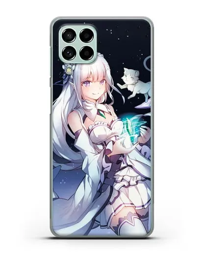 Чехол аниме Re:zero жизнь с нуля - Эмилия с кристаллом силиконовый для Samsung Galaxy M53 [SM-M536]