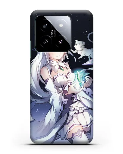 Чехол аниме Re:zero жизнь с нуля - Эмилия с кристаллом силиконовый для Xiaomi 14