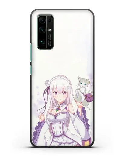 Чехол аниме Re:zero жизнь с нуля - Эмилия и Пак силиконовый для Honor 30
