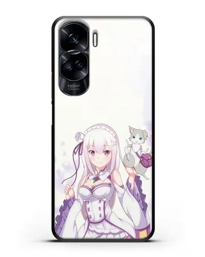 Чехол аниме Re:zero жизнь с нуля - Эмилия и Пак силиконовый для Honor 90 Lite
