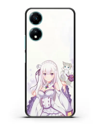 Чехол аниме Re:zero жизнь с нуля - Эмилия и Пак силиконовый для Honor X5 Plus