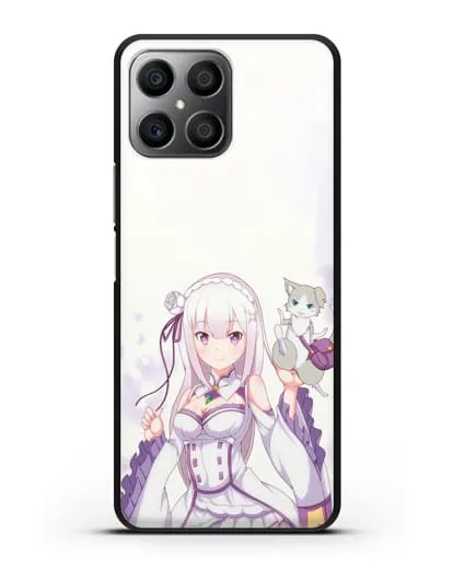 Чехол аниме Re:zero жизнь с нуля - Эмилия и Пак силиконовый для Honor X8