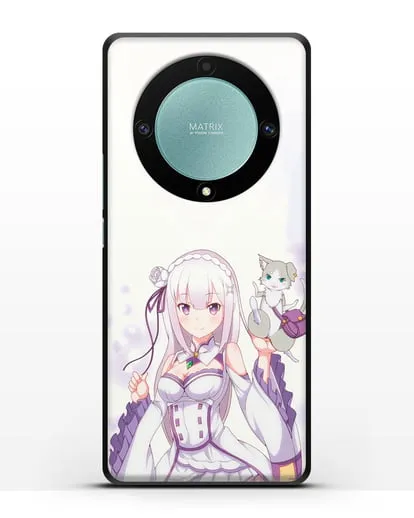Чехол аниме Re:zero жизнь с нуля - Эмилия и Пак силиконовый для Honor X9a