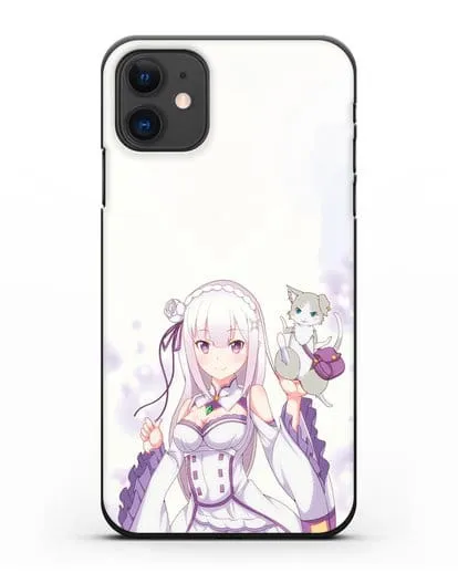 Чехол аниме Re:zero жизнь с нуля - Эмилия и Пак силиконовый для iPhone 11