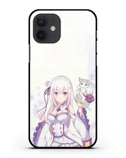 Чехол аниме Re:zero жизнь с нуля - Эмилия и Пак силиконовый для iPhone 12