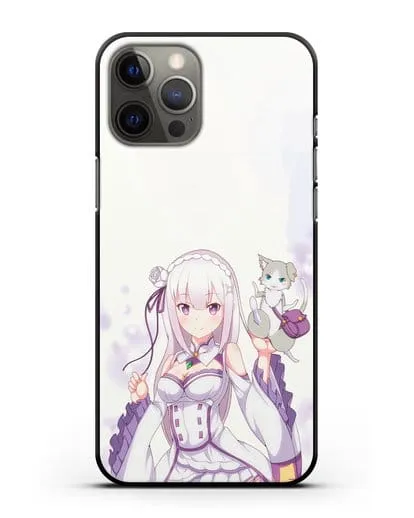 Чехол аниме Re:zero жизнь с нуля - Эмилия и Пак силиконовый для iPhone 12 Pro Max