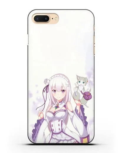 Чехол аниме Re:zero жизнь с нуля - Эмилия и Пак силиконовый для iPhone 7 Plus