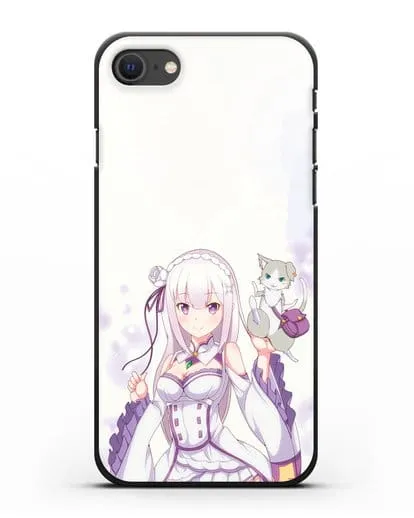 Чехол аниме Re:zero жизнь с нуля - Эмилия и Пак силиконовый для iPhone SE 2020