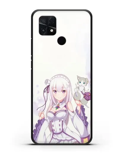 Чехол аниме Re:zero жизнь с нуля - Эмилия и Пак силиконовый для Xiaomi Poco C40