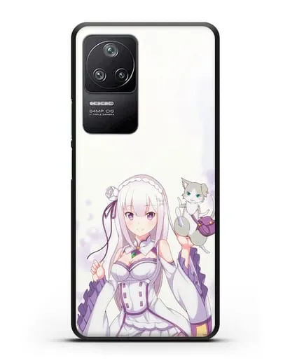 Чехол аниме Re:zero жизнь с нуля - Эмилия и Пак силиконовый для Xiaomi Poco F4