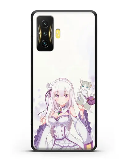 Чехол аниме Re:zero жизнь с нуля - Эмилия и Пак силиконовый для Xiaomi Poco F4 GT