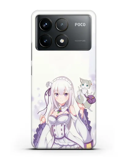 Чехол аниме Re:zero жизнь с нуля - Эмилия и Пак силиконовый для Xiaomi Poco F6 Pro