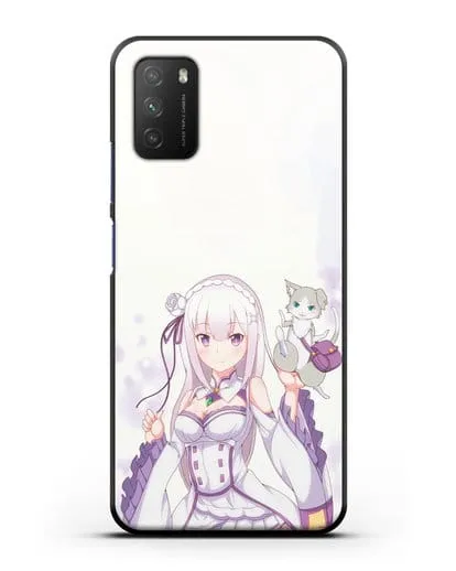 Чехол аниме Re:zero жизнь с нуля - Эмилия и Пак силиконовый для Xiaomi Poco M3