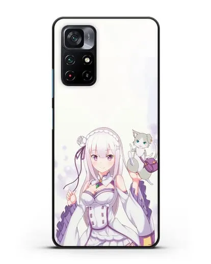 Чехол аниме Re:zero жизнь с нуля - Эмилия и Пак силиконовый для Xiaomi Poco M4 Pro 5G