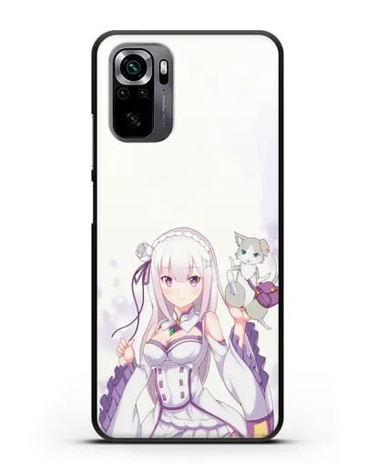 Чехол аниме Re:zero жизнь с нуля - Эмилия и Пак силиконовый для Xiaomi Poco M5s