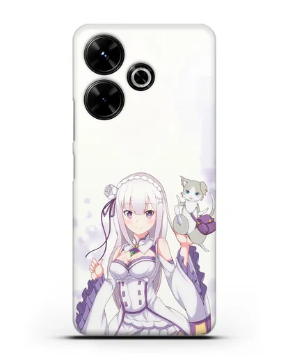 Чехол аниме Re:zero жизнь с нуля - Эмилия и Пак силиконовый для Xiaomi Poco M6