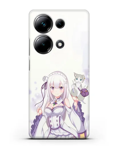 Чехол аниме Re:zero жизнь с нуля - Эмилия и Пак силиконовый для Xiaomi Poco M6 Pro