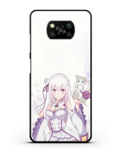Чехол аниме Re:zero жизнь с нуля - Эмилия и Пак силиконовый для Xiaomi Poco X3