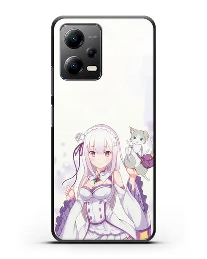 Чехол аниме Re:zero жизнь с нуля - Эмилия и Пак силиконовый для Xiaomi Poco X5