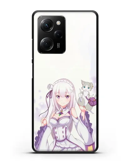 Чехол аниме Re:zero жизнь с нуля - Эмилия и Пак силиконовый для Xiaomi Poco X5 Pro