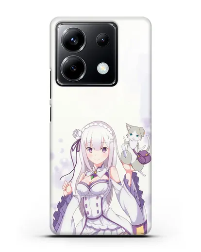 Чехол аниме Re:zero жизнь с нуля - Эмилия и Пак силиконовый для Xiaomi Poco X6