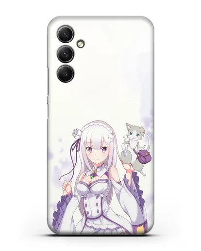 Чехол аниме Re:zero жизнь с нуля - Эмилия и Пак силиконовый для Samsung Galaxy A34 [SM-A346]