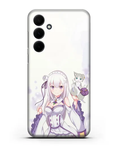 Чехол аниме Re:zero жизнь с нуля - Эмилия и Пак силиконовый для Samsung Galaxy A55 [SM-A556]