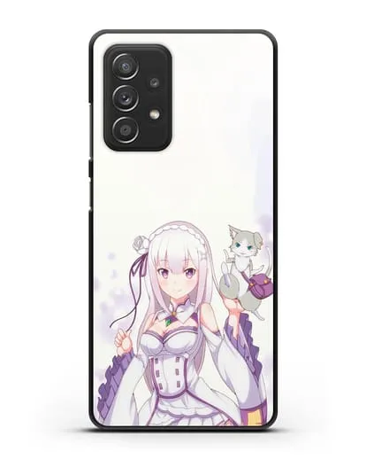 Чехол аниме Re:zero жизнь с нуля - Эмилия и Пак силиконовый для Samsung Galaxy A53
