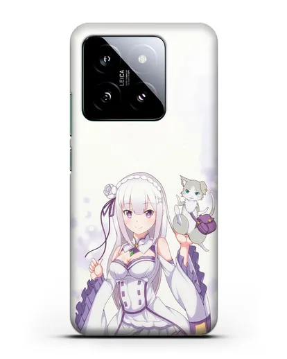 Чехол аниме Re:zero жизнь с нуля - Эмилия и Пак силиконовый для Xiaomi 14
