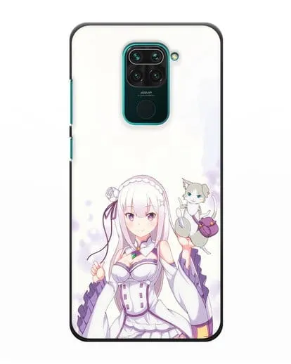 Чехол аниме Re:zero жизнь с нуля - Эмилия и Пак силиконовый для Xiaomi Redmi Note 9