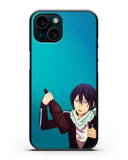 Чехол аниме Бездомный бог - Ято с выпивкой силиконовый для iPhone 15