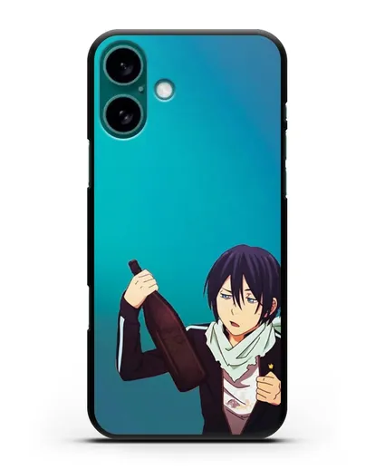 Чехол аниме Бездомный бог - Ято с выпивкой силиконовый для iPhone 16 Plus