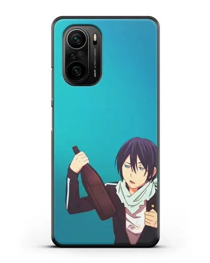 Чехол аниме Бездомный бог - Ято с выпивкой силиконовый для Xiaomi Poco F3
