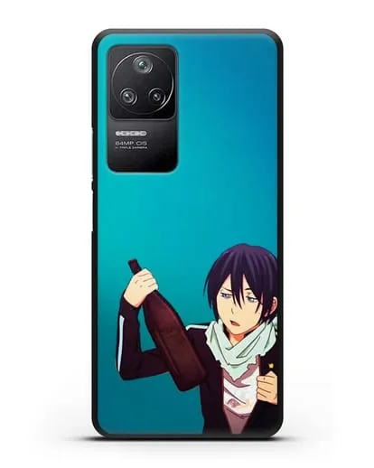 Чехол аниме Бездомный бог - Ято с выпивкой силиконовый для Xiaomi Poco F4