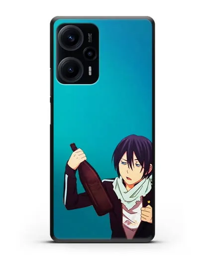 Чехол аниме Бездомный бог - Ято с выпивкой силиконовый для Xiaomi Poco F5