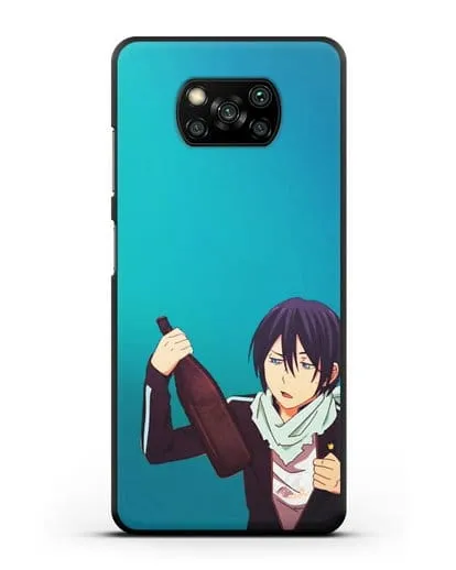 Чехол аниме Бездомный бог - Ято с выпивкой силиконовый для Xiaomi Poco X3
