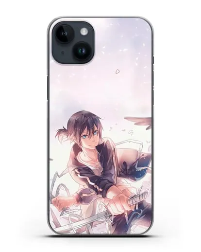 Чехол аниме Бездомный бог - Ято с хвостиком силиконовый для iPhone 14 Plus